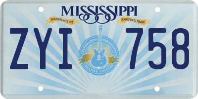 MS license plate ZYI758