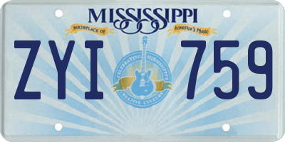 MS license plate ZYI759