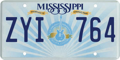 MS license plate ZYI764