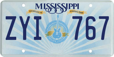 MS license plate ZYI767