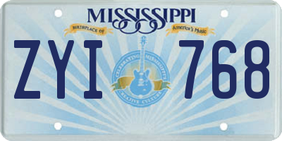 MS license plate ZYI768