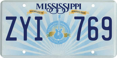 MS license plate ZYI769