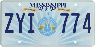 MS license plate ZYI774