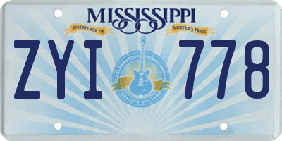 MS license plate ZYI778