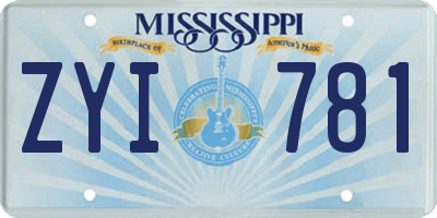MS license plate ZYI781