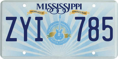 MS license plate ZYI785