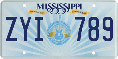 MS license plate ZYI789