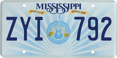 MS license plate ZYI792