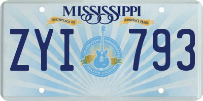 MS license plate ZYI793