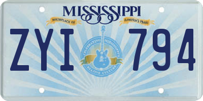 MS license plate ZYI794