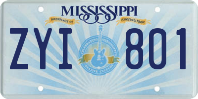 MS license plate ZYI801