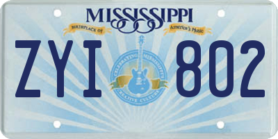 MS license plate ZYI802
