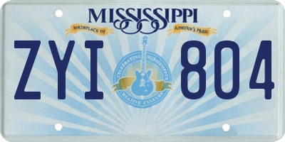 MS license plate ZYI804