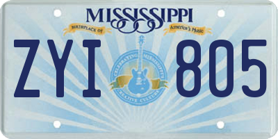 MS license plate ZYI805