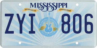 MS license plate ZYI806