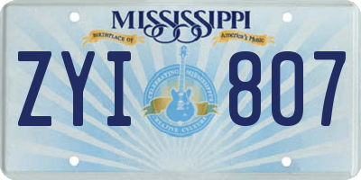 MS license plate ZYI807