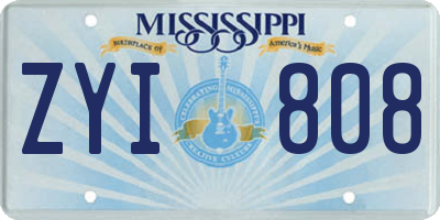 MS license plate ZYI808