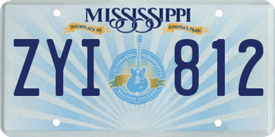 MS license plate ZYI812