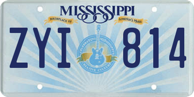 MS license plate ZYI814
