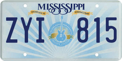 MS license plate ZYI815