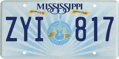 MS license plate ZYI817