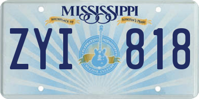 MS license plate ZYI818