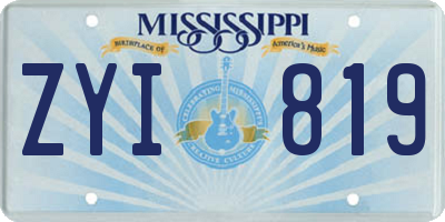 MS license plate ZYI819