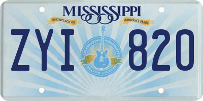 MS license plate ZYI820