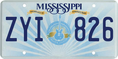 MS license plate ZYI826