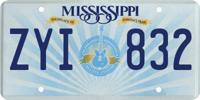 MS license plate ZYI832