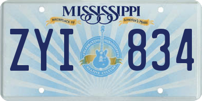 MS license plate ZYI834