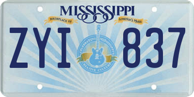 MS license plate ZYI837