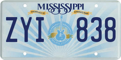 MS license plate ZYI838