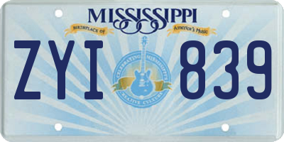 MS license plate ZYI839