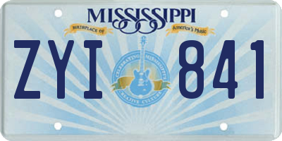 MS license plate ZYI841