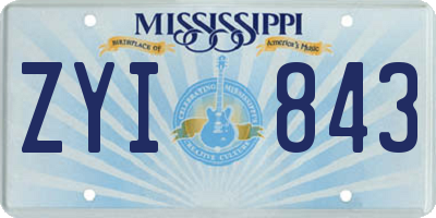MS license plate ZYI843