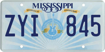 MS license plate ZYI845