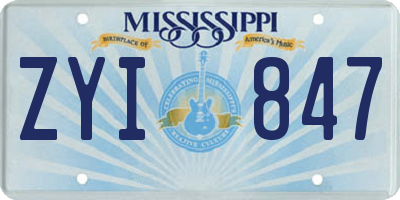 MS license plate ZYI847
