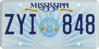 MS license plate ZYI848