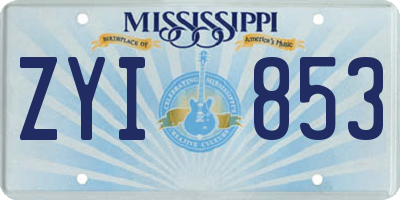 MS license plate ZYI853