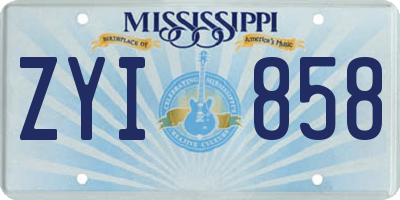 MS license plate ZYI858