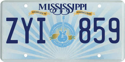 MS license plate ZYI859