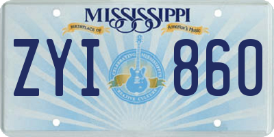 MS license plate ZYI860
