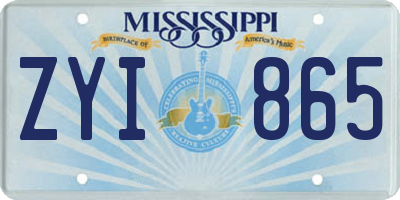 MS license plate ZYI865