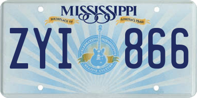 MS license plate ZYI866