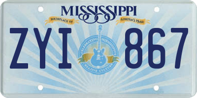 MS license plate ZYI867