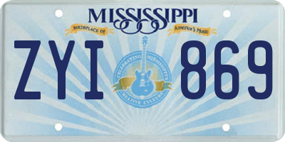 MS license plate ZYI869