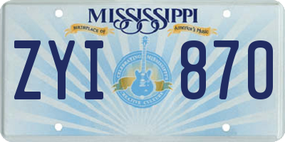 MS license plate ZYI870