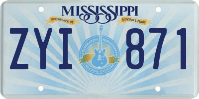 MS license plate ZYI871