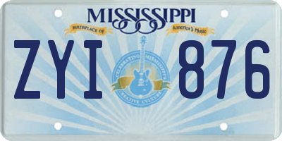 MS license plate ZYI876